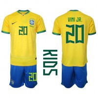 Brazil Vinicius Junior #20 Replica Home Minikit World Cup 2022 Short Sleeve (+ pants)